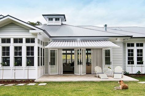 Colorbond basalt roof Beach House Plans Coastal Homes, Hamptons Exterior, Beach House Tour, House Facade, Beach House Plans, Double Glass, Hamptons House, Hamptons Style, Great House