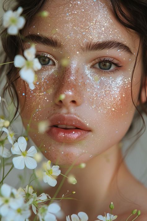 Fairy Glitter & Floral Magic🌸🧚‍♀️ Garden Party Makeup, Fairy Core Makeup, Faerie Makeup, Fairy Eye Makeup, Fairy Halloween Makeup, Glamour Magick, Labyrinth Ball, Fairy Make-up, Fairy Costume Women