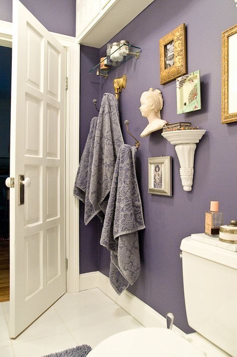 Renovating a Bathroom — How Much Does it Really Cost? | Apartment Therapy.   I love this color! Purple Bathroom, Purple Bathrooms, Bathroom Paint Colors, Yellow Bathrooms, Purple Walls, Up House, Bathroom Renos, Bathroom Colors, Bath Ideas