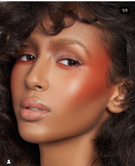 Aveda Makeup, Danessa Myricks, Orange Makeup, Orange Blush, Cheek Makeup, Creative Makeup Looks, Spring Makeup, Editorial Makeup, Beauty Editorial