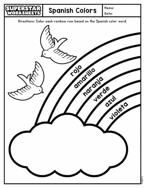 Spanish Grammar Worksheets, Spanish Colors Worksheet, Elementary Spanish Worksheets, Superstar Worksheets, Spanish Printables, Spanish Colors, Color Flashcards, Spanish Worksheets, Spanish Reading