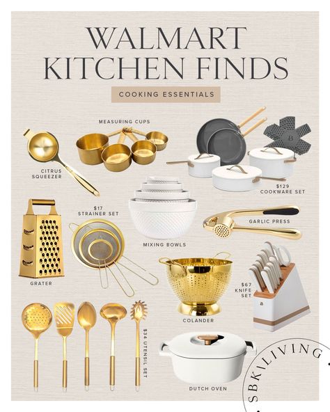 First Home Kitchen Essentials, Walmart Kitchen, Home Office Furniture Design, Royal Kitchen, Gold Kitchen Accessories, Kitchen Decor Collections, Kitchen Finds, Aesthetic Kitchen, Walmart Finds