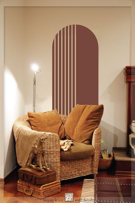 "This modern decal provides you with a stylish way to decorate your bedroom, office, or playroom. Wherever you use this modern decal it will add a special touch. This listing includes : - One (1) Arch wall decal in the colors of your choice. - Additional test decal  (to make sure the vinyl will adhere well to your wall type and won't damage the wall surface upon removal). SIZE  This Decal is available in 5 sizes :            A - 28\"h x 12\"w / 70 x 30 cm B - 42\"h x 18\"w / 100 x 45 cm C - 56\"h x 25\"w / 140 x 65 cm D - 68\"h x 30\"w / 170 x 75 cm E - 78\"h x 34\"w / 200 x 85 cm Custom sizes are available upon request. Please convo us for an estimate. Decal comes in your choice of color, please refer to the colors from the photos, or from one of the color charts and choose what suits you Color Arch Wall, Arch Way Decor Interior, Wall Arch, Double Arch Painted Wall, Arch Trio Wall Paint, Color Block Wall, Colour Block Arch Wall, Arch Wall Design, Wall Decal