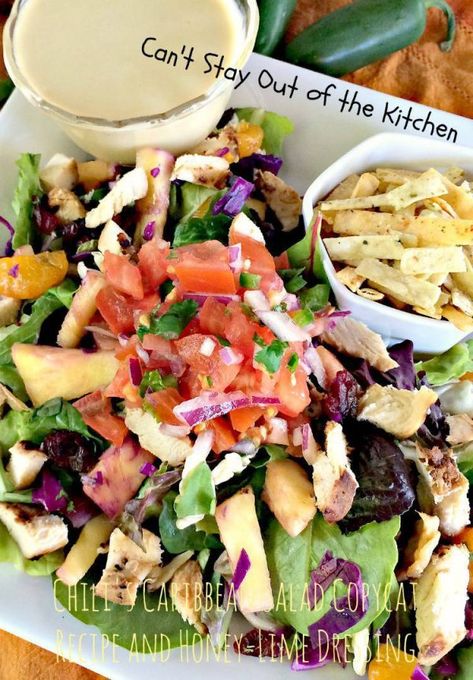 Carribean Salad, Caribbean Salad, Salad Copycat, Lime Salad Dressing, Spring Mix Salad, Salad And Dressing, Honey Lime Dressing, Great Chicken Recipes, Salad Dressing Recipe