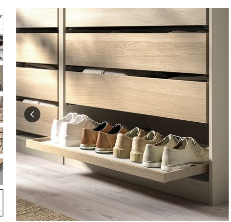 Clothing And Shoe Storage, Coat Cupboard Ideas, Bedroom Shoe Storage Ideas, Foyer Shoe Rack, Shoe Drawers, Shoe Storage Design, Dressing Ikea, Shoe Storage Drawers, Drawer Ideas