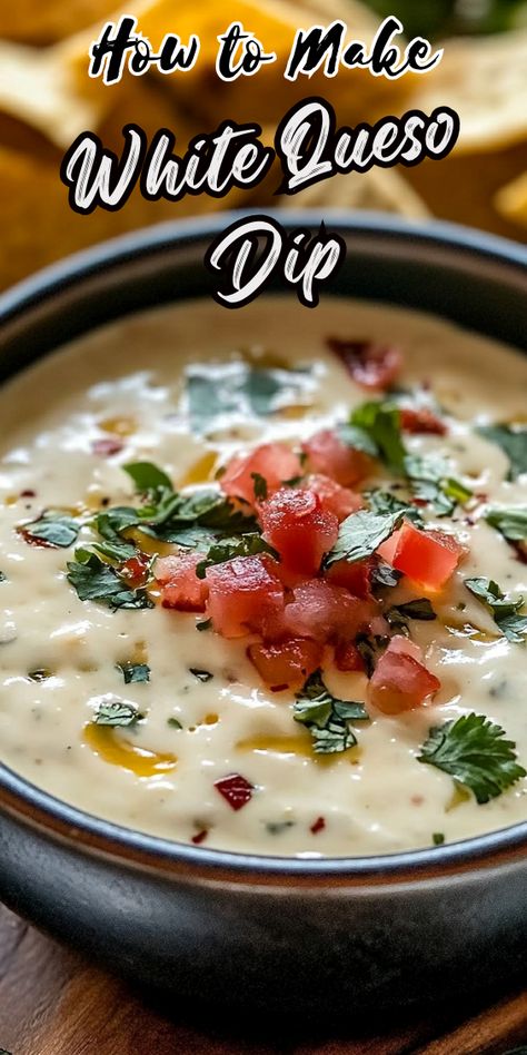 WHITE QUESO DIP Queso Dip With Cream Of Mushroom Soup, White Queso Nachos, 54th Street Queso Dip, Top Golf Queso Recipe, Cheddars Queso Dip Recipe Copycat, Mild Queso Dip, Quest Blanco Dip, Best Queso Dip Recipe, Jalapeno Queso Dip