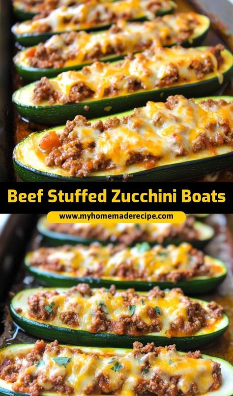 These Beef Stuffed Zucchini Boats are a healthy and flavorful dinner option! Filled with seasoned ground beef and topped with cheese, they’re a perfect low-carb meal that’s both satisfying and delicious Stuffed Zucchini Boats Healthy, Ground Beef Stuffed Zucchini, Healthy Stuffed Zucchini, Zucchini Boats Healthy, Zucchini Boat Recipes, Stuffed Zucchini Boats, Seasoned Ground Beef, Flavorful Dinner, Dinner Choices