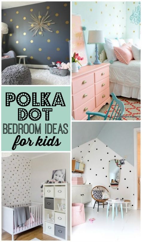 Darling Polka Dot Bedroom Ideas for Kids #polkadots #kidsroom #bedroom #ideas #designideas Polka Dot Bedroom Ideas, Bedrooms For Kids, Polka Dot Bedroom, Bedroom Ideas For Kids, Polka Dot Nursery, Shared Kids Room, Modern Kids Bedroom, Polka Dot Walls, Bedroom Decor For Couples