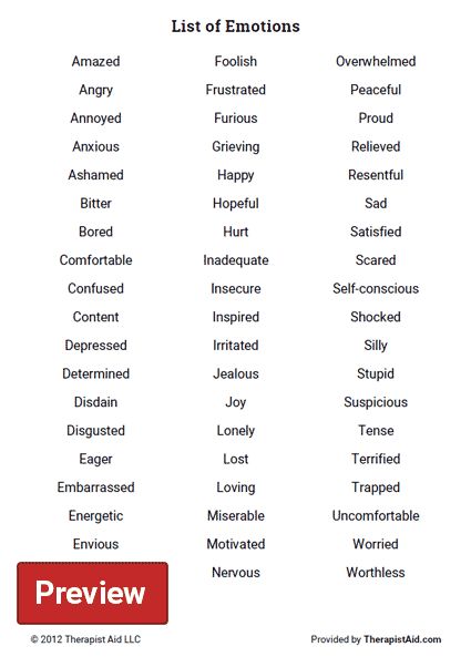 List of Emotions (Worksheet) | Therapist Aid Mood List, Feelings List, List Of Emotions, Self Conscious, Therapy Worksheets, English Writing Skills, Words To Use, English Writing, Quotes By Emotions