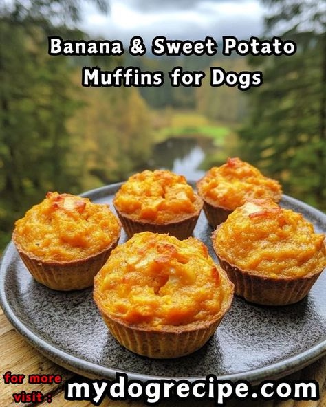 Muffins For Dogs, Banana Sweet Potato, Kitty Treats, Recipes Banana, Potato Muffins, Sweet Potato Muffins, Dog Treats Homemade Recipes, Mashed Sweet Potatoes, Dog Recipes