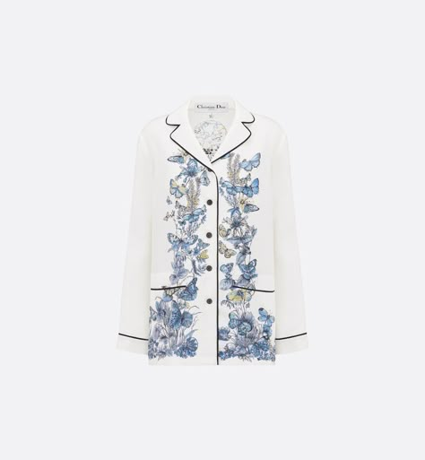 Shirt White and Pastel Midnight Blue Toile de Jouy Mexico Silk Twill | DIOR Beauty Dior, Mexican Flowers, Men Handbags, Blue Toile, Dior Beauty, Dior Couture, Boutique Fashion, Silk Twill, Discover The World