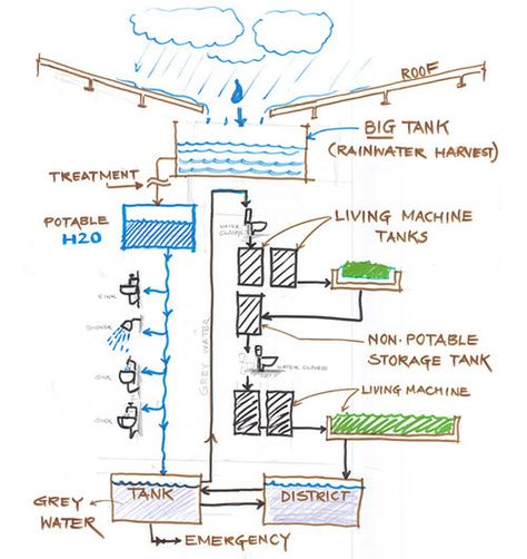 Butterfly Roof Design, Rainwater Collection System, Living Machine, Water Collection System, Building Challenge, Grey Water System, Rainwater Collection, Water Architecture, Butterfly Roof