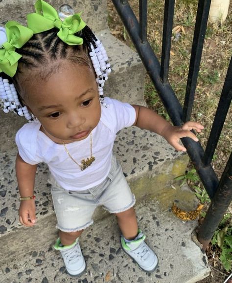 Infant Braided Hairstyles, Hairstyles For 1 Year Baby Girl Black Braids, Infant Braids, Braided Hairstyles For Babies, Baby Hairstyles Braids, Baby Braid Styles Short Hair, Baby Braids Hairstyles, Toddler Braids With Beads, Black Babies Hairstyles Infant