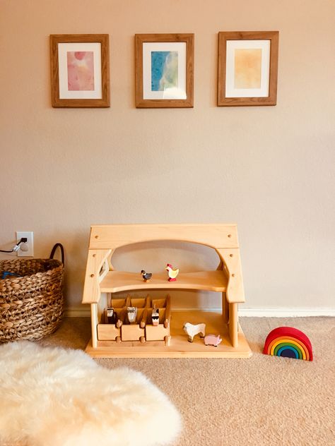 Waldorf Play- Elves and Angels Barn Grimms Rainbow Waldorf Baby Room, Cute Toy Storage, Waldorf Bedroom, Waldorf Room, Best Playroom, Waldorf Playroom, Rainbow Toys, Kids Barn, Waldorf Play