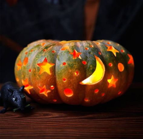 The best pumpkin designs to carve this... | Asda Good Living Celestial Pumpkin, Galaxy Pumpkin, Pumkin Carving, Pumpkin Designs, Halloween Pumpkin Designs, Halloween Facts, Halloween Pumpkins Carvings, Best Pumpkin, Fall Halloween Decor