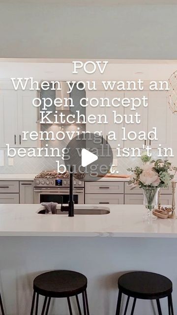 Arias Home Design on Instagram: "Most people love the feel of an open concept Kitchen, entertaining and hosting are more enjoyable. Not to mention keeping an eye on kiddos. 😉 However busting through load bearing walls can add up quickly as it requires more labor and materials. When this client wanted a more open feel we decided to reel in the budget by creating a half wall scenario where the counter rested on it to create a breakfast bar. The support posts remained to create the ending point of the island. It worked like a charm! #Ariashome #designbuildlove #interiordesign #spaceplanning #njdesigner ##njinteriordesigner #Kitchen #kitchendesign" Kitchen Island Half Wall, Internal Window Between Rooms Kitchen, Half Wall Countertop Bar, Kitchen Window Bar Counter, Half Wall Between Kitchen And Living Room, Single Wall Kitchen Layout With Island, Bay Window Kitchen Ideas, Kitchen Separation From Living Room, Kitchen Island With Support Post