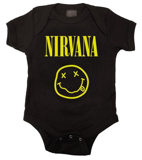 Nirvana Smile, Grandma Onesie, Rock Baby Clothes, Funny Baby Bibs, Cool Baby Clothes, Rock Baby, Funny Baby Onesies, Cool Baby