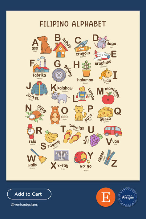 Filipino Alphabet Printable Poster Tagalog Alphabet, Filipino Alphabet, Alpabetong Filipino, Filipino Language, Abc Wall Art, Abc Chart, Abc Wall, Printable Chart, Graphic Design Elements