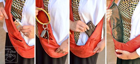 Sash Bag Stylish Hands-free Reversible Leather Purse with 8 compartments Sash Bag Pattern Diy Free, Sash Purse Bags, Diy Sash Bag, Sash Bag Pattern Free, Sash Bag Pattern Diy, Sash Bag Pattern, Sash Bag, Moda Steampunk, Vest Bag