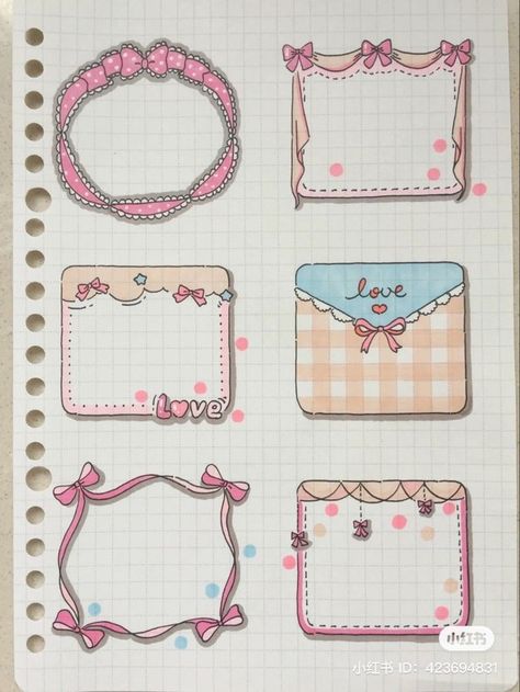 Marcos Aesthetic, Bullet Journal Frames, Note Doodles, Bond Paper Design, Doodle Frame, Bullet Journal Notes, Bullet Journal Paper, Seni Dan Kraf, Diy Journal Books