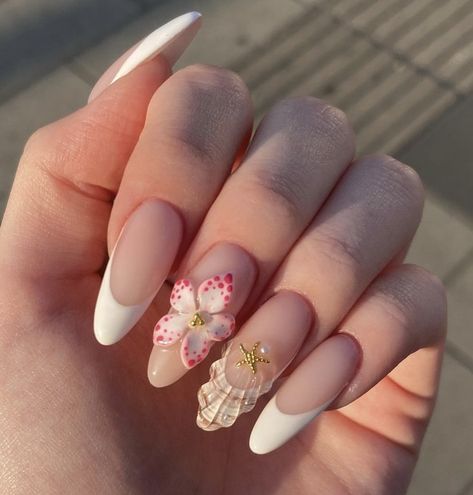 Seashell Nails, Girly Acrylic Nails, French Acrylic Nails, Blush Nails, Classy Acrylic Nails, Nail Swag, Bling Acrylic Nails, Fire Nails, Long Acrylic Nails