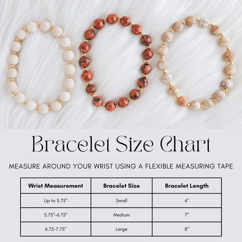 Stretch Bracelet Sizing Chart, Wrist Size Chart Bracelets, Bead Bracelet Size Chart, Stretch Bracelet Size Chart, Boho Stretch Bracelets, Bracelet Measurement Chart, Beaded Bracelets 8mm, Diy Stackable Bracelets, Fall Inspired Bracelets