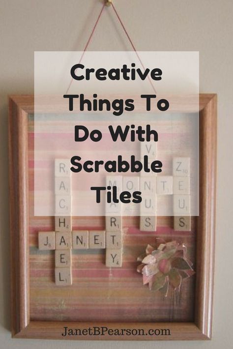 There are many Scrabble tile crafts you can make.  You are only limited by your imagination! #ScrabbleTiles #ScrabbleCrafts  https://JanetBPearson.com Diy Scrabble Board, Ideas With Scrabble Tiles, Scrabble Board Crafts, Scrabble Board Wall Art, Scrabble Crafts Diy, Scrabble Letters Crafts, Scrabble Art Ideas, Scrabble Tile Crafts Wall Hangings, Diy Scrabble Tiles Wall Art