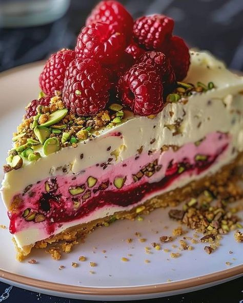 Avani Recipes | Elegant Pistachio Raspberry Crunch Cheesecake 🍰😍😋 | Facebook Pistachio Raspberry, Crunch Cheesecake, Graham Cracker Crumbs, Graham Cracker, Granulated Sugar, 2 Cups, Pistachio, Raspberry, Cheesecake