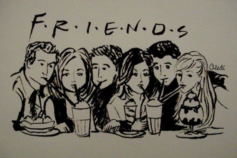 Inktober List, Drawing Friends, Best Friend Sketches, Friends Sketch, Series Characters, 30 Day Drawing Challenge, Best Friend Drawings, Friends Central Perk, Friends Series