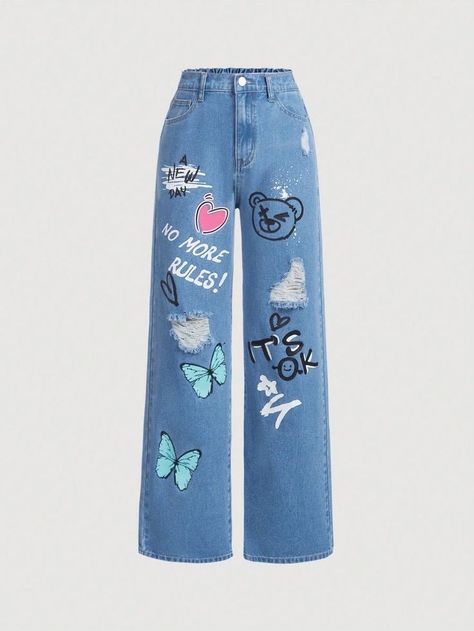 Cute Baggy Jeans, Jeans Butterfly, Butterfly Cartoon, Baggy Outfit Ideas, Neat Casual Outfits, 2000s Clothes, Cute Nike Outfits, Cute Dress Outfits, Cute Pants