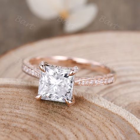 Rose gold princess cut engagement ring