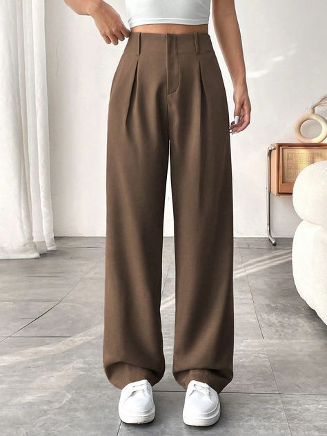 Leg Outfit, Formal Pants Women, Wide Leg Outfit, Casual Work Pants, Work Pants Women, Casual Wide Leg Pants, Brown Pants, Women Pants, Pantalon Large