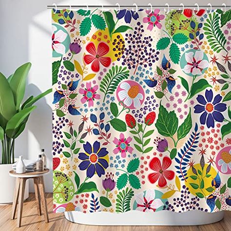 Transform Your Home with Colorful Touches and Leave Bland and Beige Behind Bright Shower Curtain, Pretty Shower Curtains, Bohemian Shower Curtain, Bohemian Bathroom, Colorful Shower Curtain, Floral Shower Curtain, Flower Shower Curtain, Boho Shower Curtain, Flower Shower