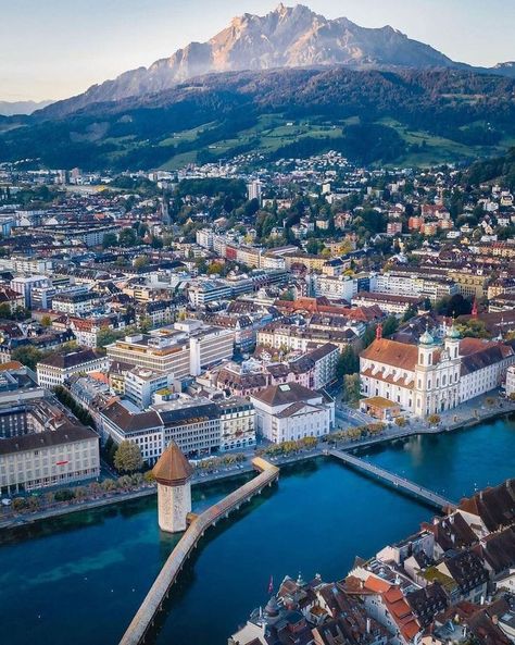 Lucerne, Switzerland 📸:... - Beautiful Places Worldwide Earth Pollution, Switzerland Photography, Concept Vehicles Sci Fi, Switzerland Cities, Mini City, Building Aesthetic, Concept Vehicles, Lucerne Switzerland, Beautiful Cities