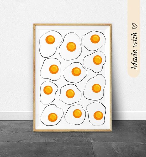 Food Art Breakfast, Food Line Art, Breakfast Omelette, Yellow Wall Decor, Line Art Abstract, Linear Art, Food Drawings, Wall Decor Abstract, Yellow Wall Art