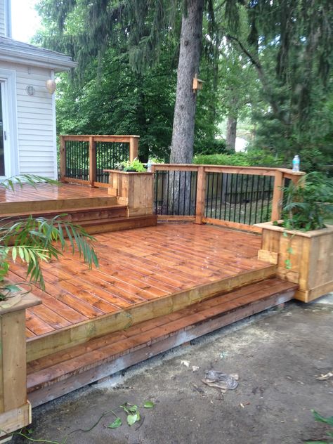 Deck Ideas & Designs | Pictures & PhotoGallery | Decks.com by Trex Narrow Deck Ideas, Island Deck, Deck Remodel, Multi Level Deck, Tiered Deck, Deck Pictures, Patio Deck Designs, Above Ground Pool Landscaping, Deck Designs Backyard