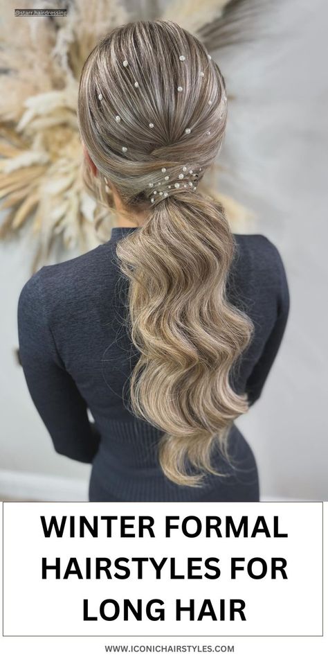 Winter formal hairstyles Short Hair Sleek, Winter Formal Hairstyles, Long Hair Looks, Cascading Curls, Hair Sleek, Intricate Braids, Formal Hairstyles For Long Hair, Glamorous Gowns, Sleek Updo