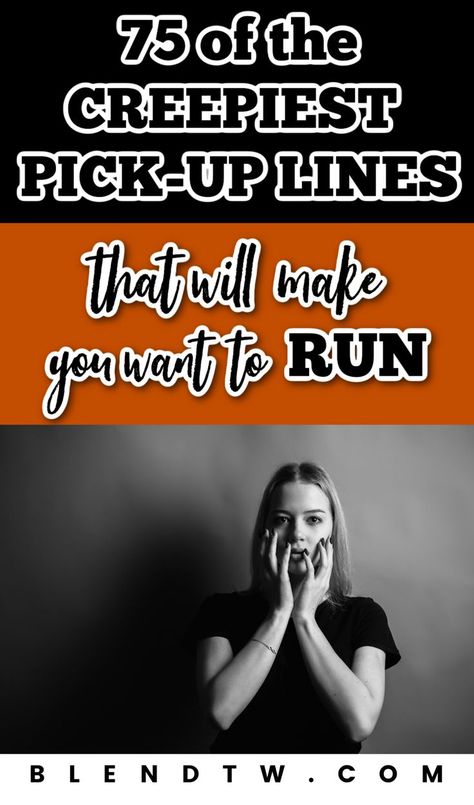 Explore our collection of creepy pick-up lines that are guaranteed to make you want to run. Proceed with caution and brace yourself for an eerie encounter. unsettling flirting phrases | disturbing advances | chilling seduction lines | hauntingly creepy pickup quotes | spooky romantic advances | goosebump-inducing lines Creepy Pick Up Lines, Disturbed Quotes, Proceed With Caution, Brace Yourself, College Hacks, Pick Up Lines, Got Him, Pick Up, Running