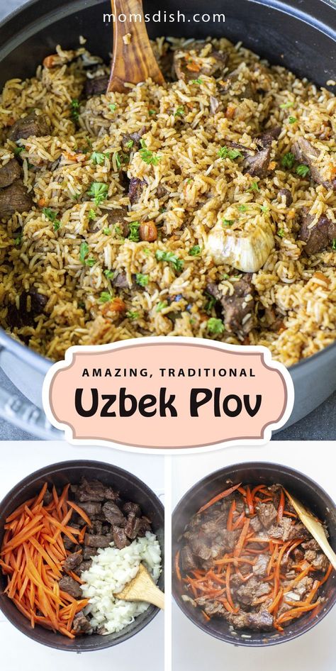 Uzbek Food Recipe, Uzbek Plov Recipe, Rice Pilaf Recipe, Pilaf Recipes, Long Grain Rice, Cooking Ingredients, Lamb Recipes, European Food, One Pan