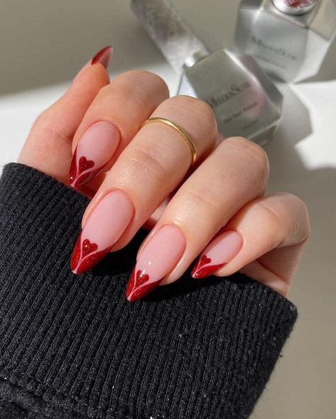 Heart Nail Designs, Heart Nails, Dream Nails, Chic Nails, Valentine's Day Nails, Valentines Nails, Long Acrylic Nails, Cute Acrylic Nails, Almond Nails