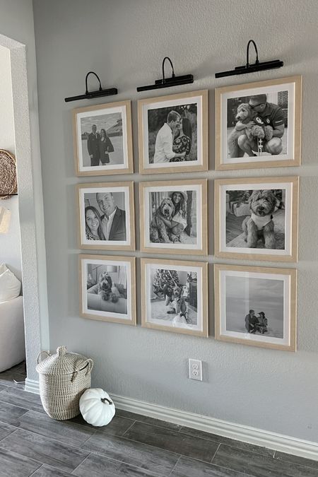 Couch Wall Decor Ideas, Gallery Wall Lighting, Couch Wall Decor, Picture Wall Living Room, Wedding Photo Walls, Hallway Gallery Wall, Sofa Wall Decor, Family Gallery Wall, Picture Gallery Wall