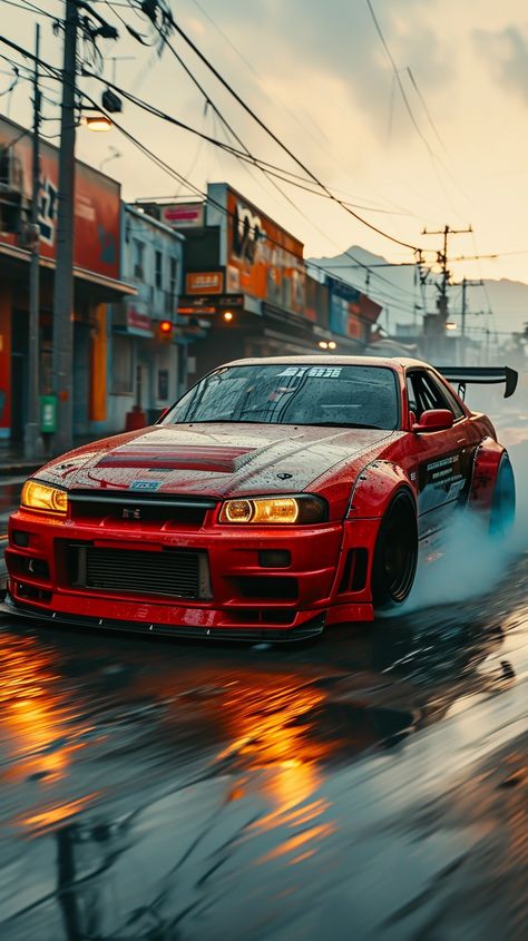 Creative Upcycling, Prompt List, R34 Gtr, Sports Car Wallpaper, Jdm Wallpaper, Wide Body Kits, Cool Car Drawings, Best Jdm Cars, Upcycling Ideas