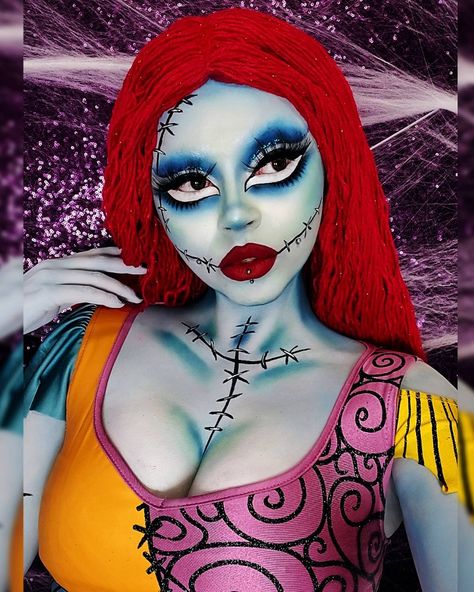 Stitches Halloween Makeup, Sally Stitches, Sally Halloween Costume, Crazy Halloween Makeup, Sally Makeup, Most Creative Halloween Costumes, Pregnant Halloween Costumes, Halloween Makeup Diy, Sally Nightmare