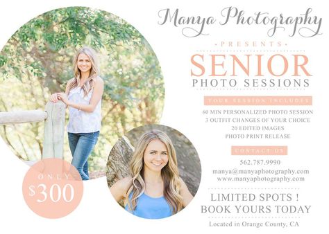 Senior Photography Advertisement, Senior Photo Packages, Senior Picture Pricing Guide, Senior Photography Pricing Guide, Photographer Advertising Ideas, Photo Print Packaging, Ad Ideas, Senior Stuff, Pricing Guide