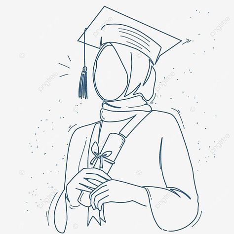 Hijabi Graduation Drawing, Graduation Girl Drawing, Bride Art Drawing, My Dream School Drawing, My Dream Drawing, Diploma Aesthetic, Hijab Girl Drawing, Graduation Drawing Ideas, School Drawing Ideas