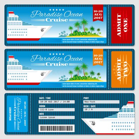 Cruise ship boarding pass ticket. Honeymoon wedding invitation vector template vector illustration Cruise Invitation, Ticket Invitation Template, Cruise Rooms, Deck Gate, Cruise Tickets, Surprise Vacation, Travel Ticket, Wedding Cruise, Wedding Invitation Vector