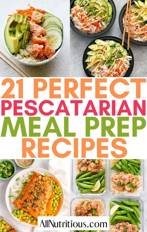 Healthy Tasty Fish Recipes, Easy Healthy Pescatarian Dinner, Seafood Meal Prep Recipes, Healthy Meal Prep Pescatarian, Easy Meal Prep Ideas Pescatarian, Pescetarian Meal Plan, High Protein Pescetarian Recipes, Keto Pescatarian Meal Plan, Meal Prep For Pescatarian