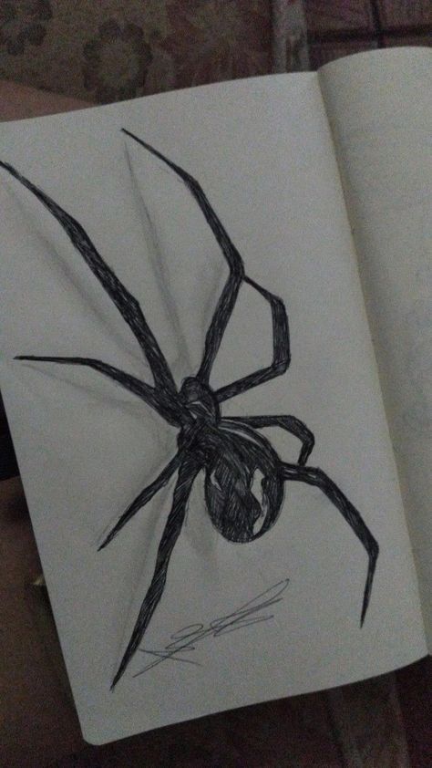 Sketches Small Doodles, Cute Emo Drawings Easy, Dark Simple Drawings, Quick Art Ideas To Draw, Spider Anatomy Drawing, Girly Drawings Easy, Realistic Spider Drawing, Easy But Cool Drawings, Small Objects To Draw