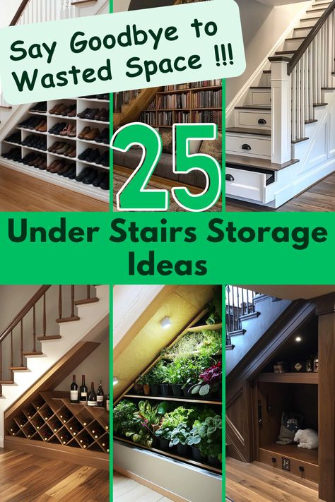 Don’t let the area under your stairs go to waste! With these 25 Under Stairs Storage Ideas, you can turn it into something functional and fabulous. Discover unique ways to add style and storage to your home! #UnderStairsStorage #HomeOrganization #SpaceSavingIdeas #InteriorDesign #StorageSolutions Under The Stairs Small Storage, Stairs Cabinet Storage, Stair Cubby Ideas, Shoe Storage Under The Stairs, Maximize Under Stair Closet, Understair Space Ideas, Under Stairs Storage Solutions Basement, Understair Storage Solution, High Shelf Storage Ideas