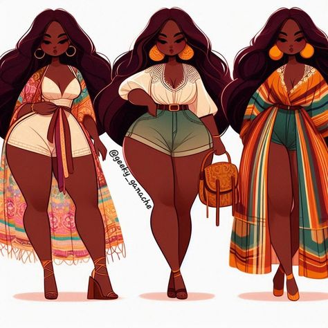 Plus Size Drawing Base, Plus Size Female Oc, Character Design Plus Size, Drawing Plus Size Characters, Chubby Girl Reference, Plus Size Fantasy Art, Plus Sized Characters Art, Plus Size Black Women Art Cartoon, Chubby Girl Outfits